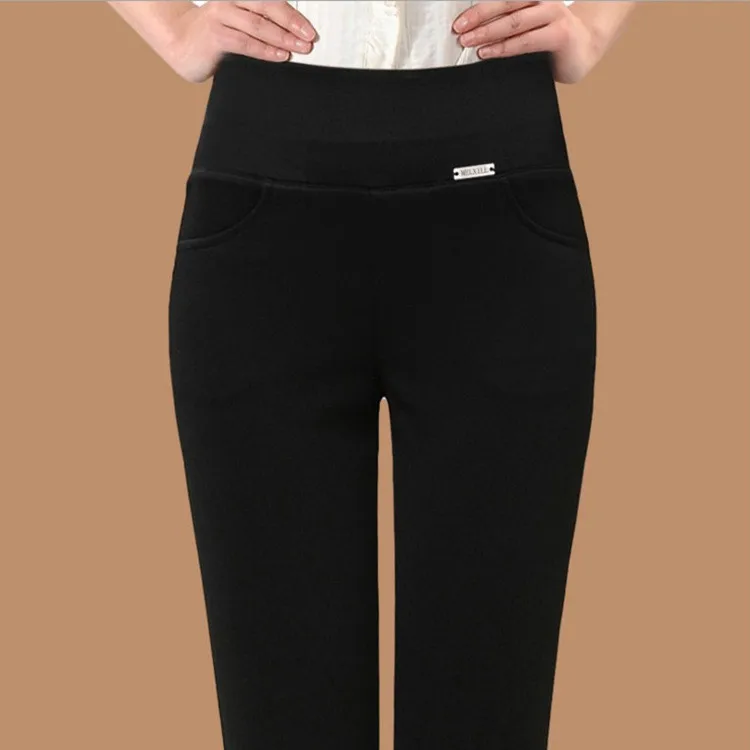 black thin style S-4XL плюс размер женские леггинсы новые зимние с высокой талией плотные эластичные леггинсы для отдыха теплые леггинсы - Цвет: black thin style