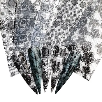 

WUF 15x4cm Mix White Lace Nail Art Transfer Foils Holographic Flowers Designs Nail Stickers Decal Wraps Decoration Manicure