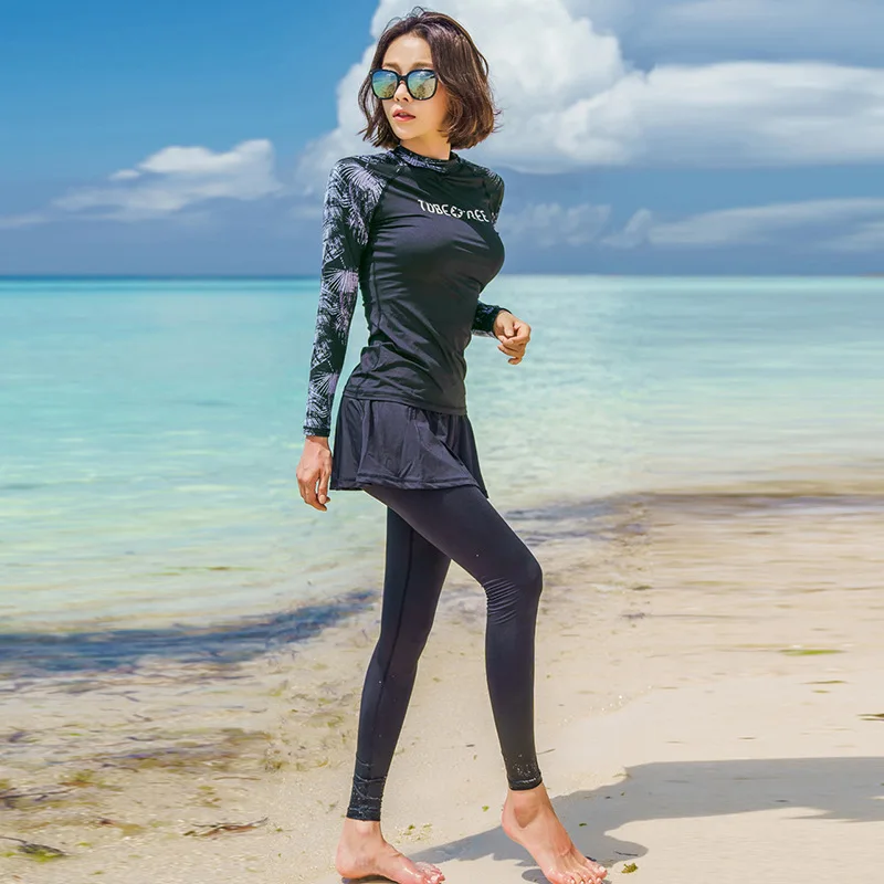 

New Style Diving Suit Three-piece Set Conservative Long Sleeve Sun-resistant Jellyfish Clothing Surfing Beach Sports Clothing Co