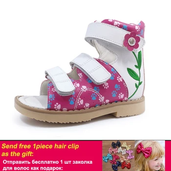 

Kids Girls Summer Orthopedic Sandals for Children Lovely Spring Embroidery Flower Graffiti Hard TPR Sole Genuine Leather Shoes