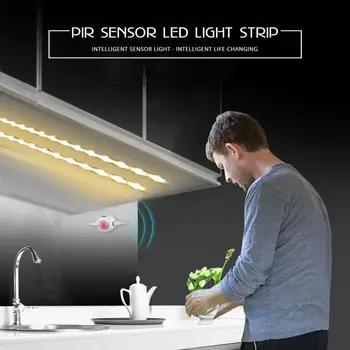 

Wireless LED Under Cabinet Light LED Strip Lamp With PIR Motion Sensor USB Port Light Kitchen Stairs Wardrobe Bed Side Light