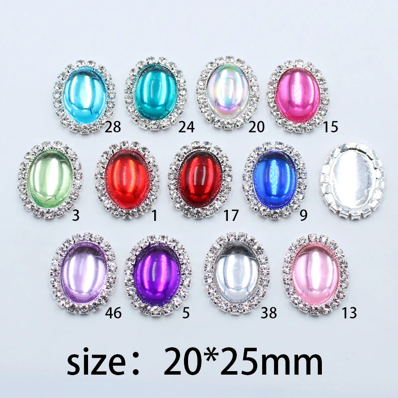 

New product hot sale 10pcs 20*25mm fashion oval rhinestone jewelry accessories DIY hair accessories headdress bow entrance