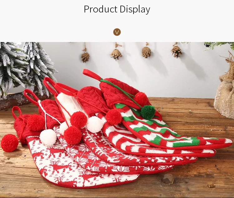 Новые красные чулки Navidad с рождественской елкой украшения Подарочная сумка Рождественский Декор для детей конфеты подарочные сумки оптом