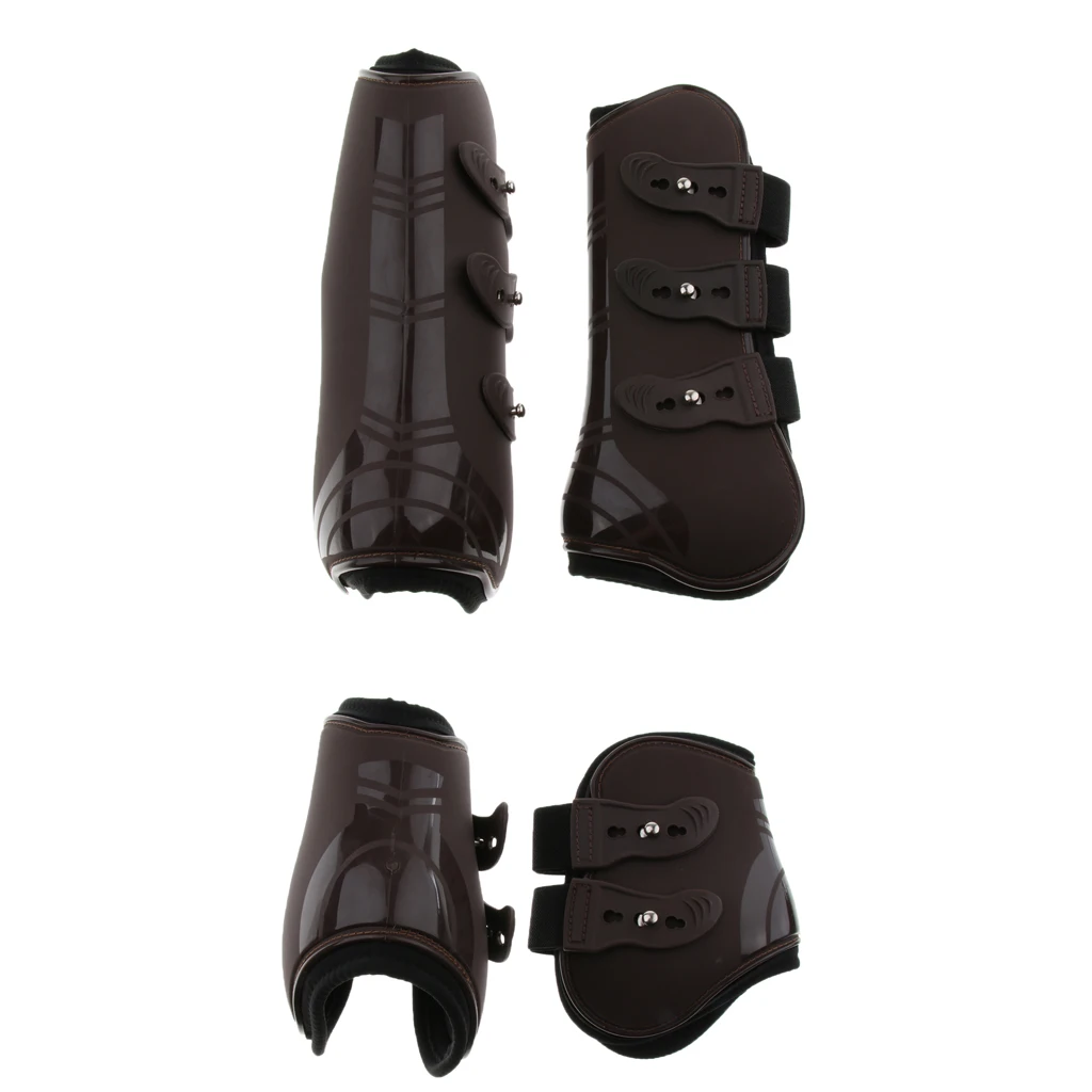Set of 4 Horse Pony Tendon and Fetlock Boots, Equine Front Rear Legs Jumping Protective Boot - Lightweight and Breathable