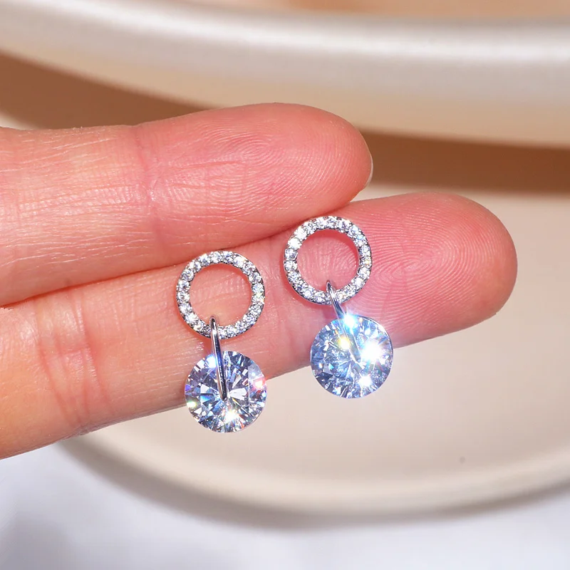 Высококачественные классические круглые серьги-гвоздики с кубическим цирконием ААА для женщин, женские Роскошные Блестящие Свадебные серьги, ювелирные изделия, подарки