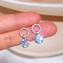 Высококачественные классические круглые серьги-гвоздики с кубическим цирконием ААА для женщин, женские Роскошные Блестящие Свадебные серьги, ювелирные изделия, подарки