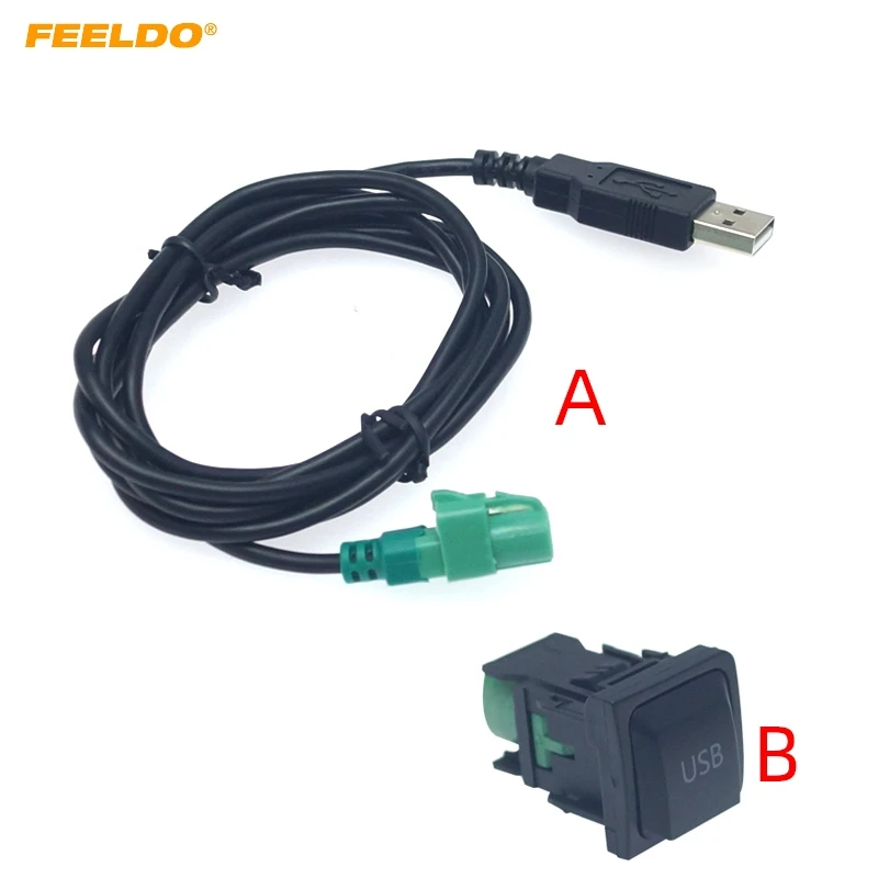FEELDO Car Radio CD Player 145cm USB Audio Cable Adapter with Switch Button for Volkswagen USB Wire Cable AB FEELDO Car Radio CD Player 145cm USB Audio Cable Adapter with Switch Button for Volkswagen USB Wire Cable AB