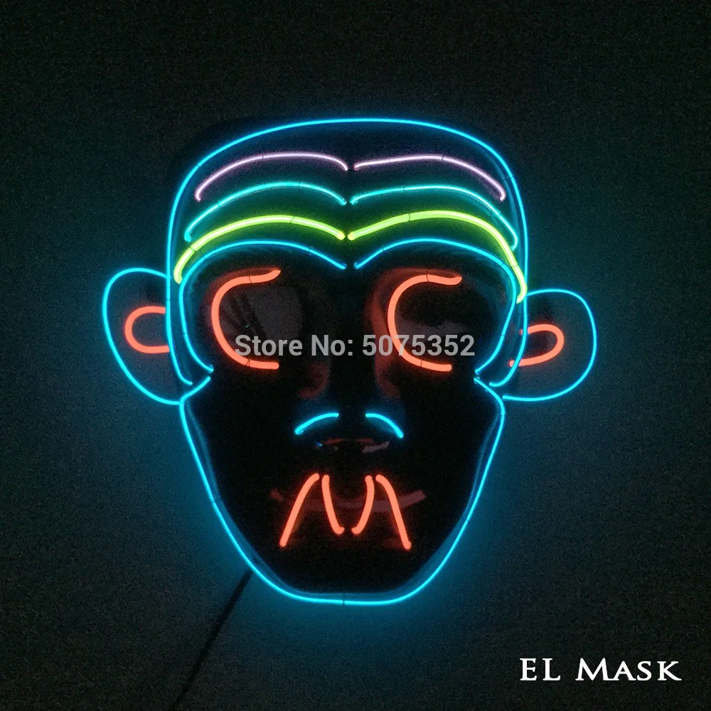 Design-J Светящиеся Вечерние Маски для Хэллоуина, светодиодные маски EL Wire Horror, маска клоуна, гримаса, светильник, маска для темной прихожей, Пасхи - Цвет: Design-J