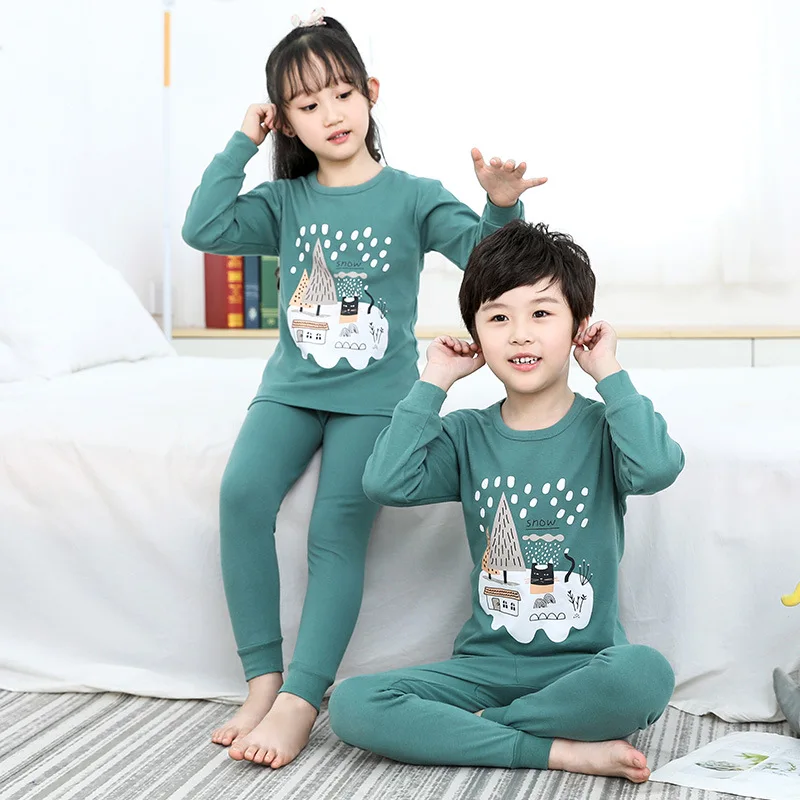Пижамы с единорогом; одежда для сна с рисунками животных; осенние детские рождественские пижамы для девочек и мальчиков; зимние пижамы; комплекты детской одежды - Цвет: Y-07