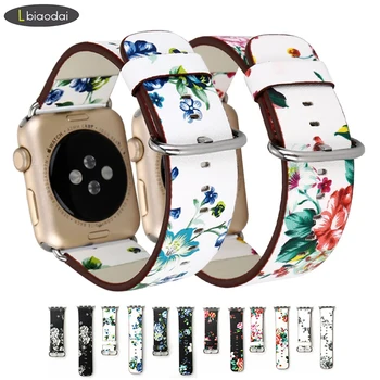 

Flower Leather strap For Apple Watch 4 band 44mm/40mm correa apple watch 42mm/38 mm iwatch series 4/3/2/1 Bracelet watchband 42