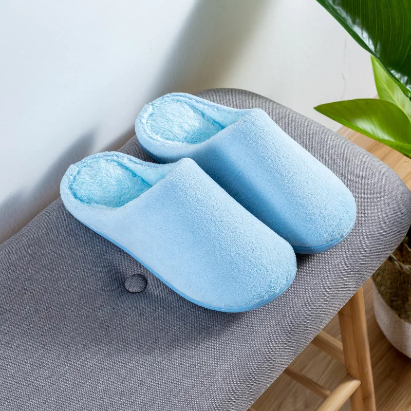 

Women Winter Home Slippers Solid Casual Flat Shoes Non-slip Warm House Slippers Indoor Bedroom Comfort Shoes Blue Pink Green