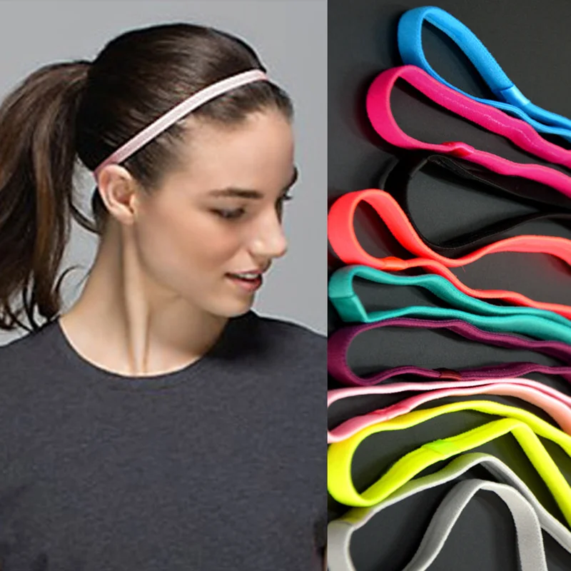 Sports elastic headband double hair band non slip stretch gym yoga ladies mens 