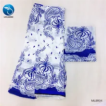 LIULANZHI белые африканские ткани с голубыми принтами ленты шелковой ткани и атласной ткани 4+ 2 ярдов модный стиль ML8R