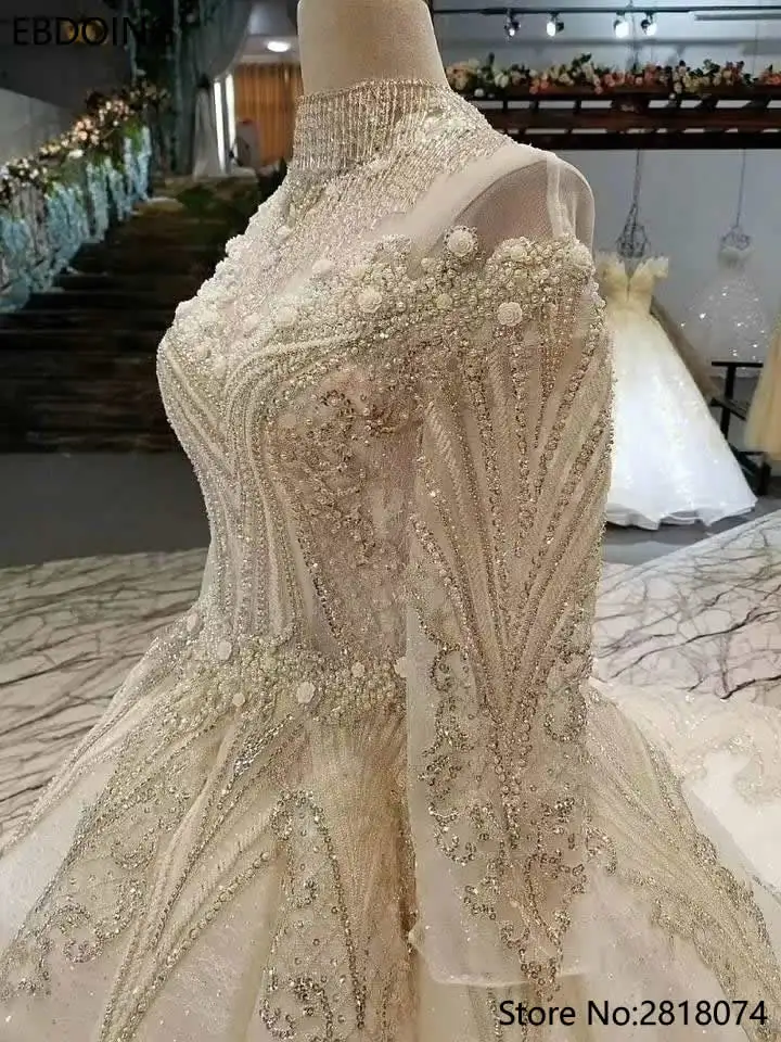 Vestidos De Novia роскошное бальное свадебное платье с длинными рукавами со шлейфом на шнуровке платье невесты размера плюс свадебное платье