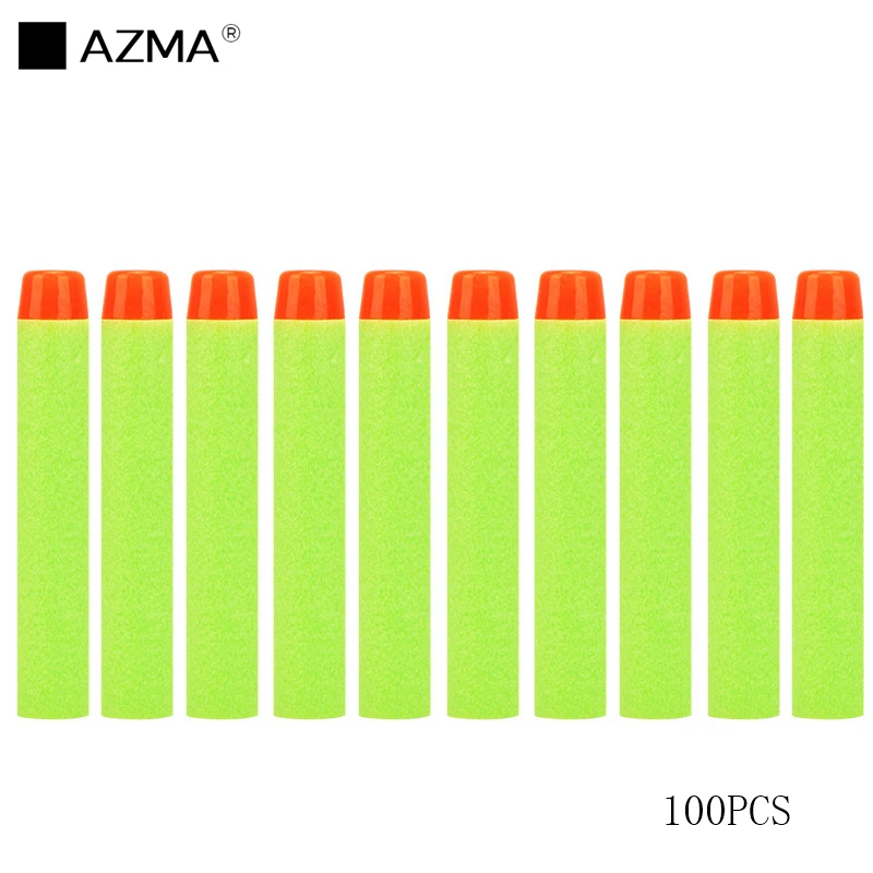 AZMA 100 шт для пуль Nerf, мягкие полые головки 7,2 см, дротики eva, игрушечный пистолет, пули для серии Nerf, игрушки, пистолет, детские подарки - Цвет: Зеленый