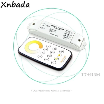 

T7+R3M Multi Zone Control CCT LED Controller Touch RF Wireless Remote CCT Dimmer Multi Zone Function DC12V-24V 3A×3CH