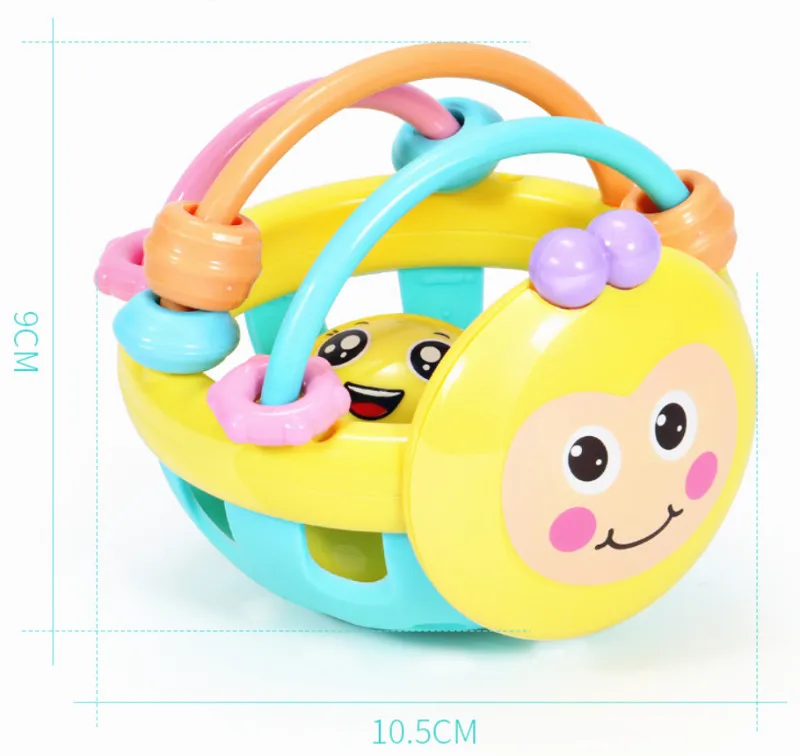 1 pc Ранняя развивающая игрушка мягкая резиновая мультяшная пчела ручной стук погремушка гантель для ребенка ручной Колокольчик детская игрушка 0-12 месяцев - Цвет: 1 pc