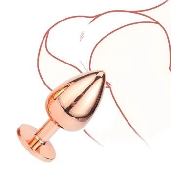 Mini small medium large set Crystal Heart round rose gold rainbow Metal anal beads butt plug Jewelry insert vibrator sex toy 2