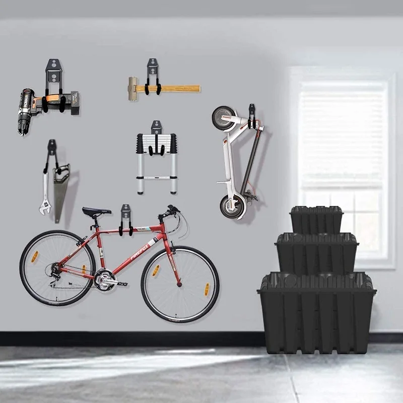 2 Pack Garage Hooks Heavy Duty Steel Storage Hangers for Garage Wall Mount Anti-Slip Utility Hooks for Bike Garden Tools Ladders