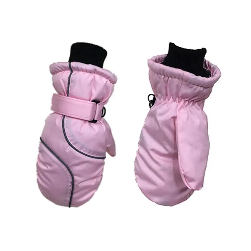 Детские толстые теплые стеганые лыжные перчатки, модные водонепроницаемые ветрозащитные детские варежки для мальчиков и девочек