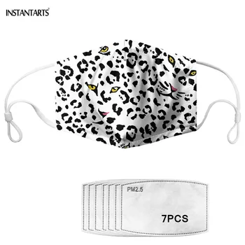 

INSTANTARTS Leopard Patterns Mouth Mask with 7pcs Filter Paper Anti Dust Haze Breathable Mask PM2.5 Mouth-muffle Adults Kids