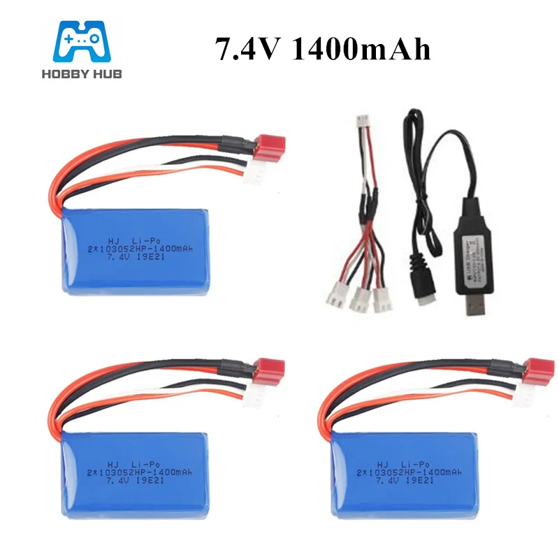 

7.4V 1400mAh Battery + 7.4v Charger for A949 A959-B A969-B A979-B K929-B Remote Control Car 2s LiPo Battery for Wltoys car Parts