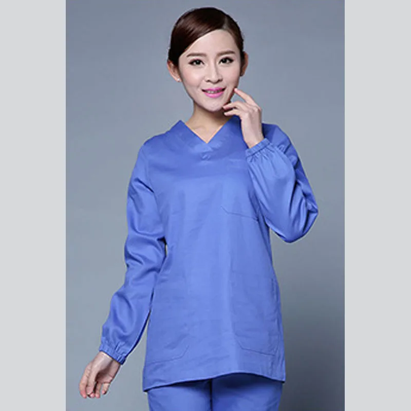 Women blue full set Унисекс больница Хирургический Скраб Униформа мужчина женщина короткий и полный рукав медицинские топы+ брюки набор сплошной Доктор Медсестры операционная комната - Цвет: Women blue full set
