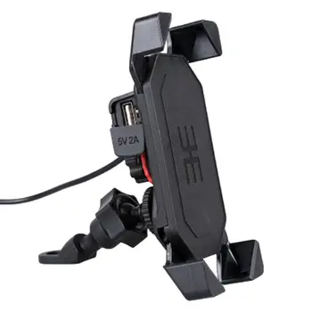 

1pc Motorcycle Mobile phone Handlebar Mirror Mount Holder With USB Charger