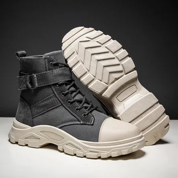 

Flats Man Sneakers High Top Casual Shoes For Men's Board Good Quality Fashion Non-Slip Canvas Leisure Ankle Boots Outdoor Shoes