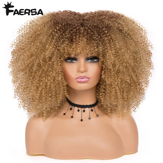 Short Hair Afro Kinky Curly Wig For Black Women Cosplay Blonde Synthetic Natural Red Wigs African Ombre Glueless HighTemperature 33-27