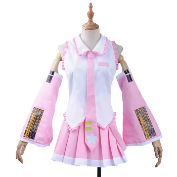 

Anime Vocaloid Hatsune Miku Cosplay Costumes Sexy Pink MIKU Sakura Uniform Skirt Female Role Play Clothing Custom-Make Any Size
