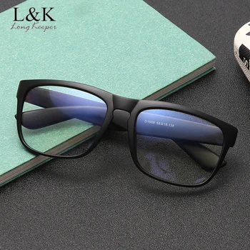 

LongKeeper Men Vintage Square Glasses Frame Computer Gaming Clear Lens Eyewear Anti-UV Anti Blue Light Eyeglasses Spectacles