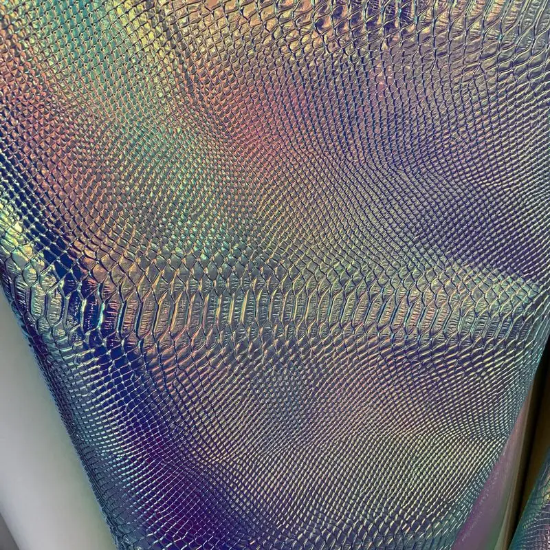 material sintético da folha da tela diy do couro artificial da serpente do falso do plutônio do vinil do metal holográfico