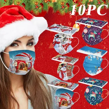 

10pcs Mascarilles Christmas Adults Disposable Scarf Unisex Desechables Fashion Non-woven Foulard Cheveux На Голову Face#YL5