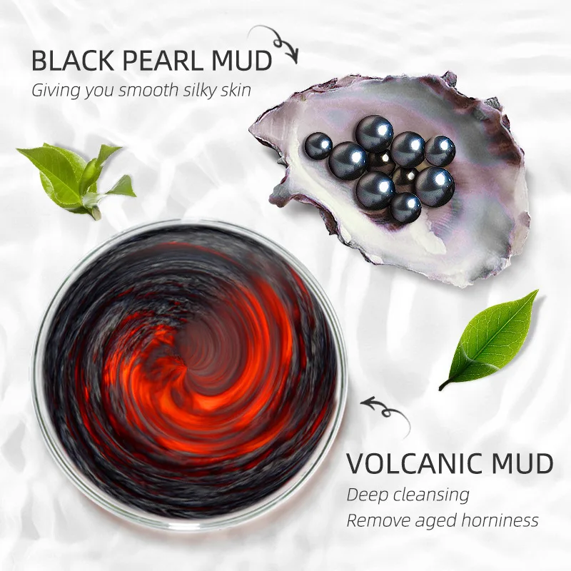 LAIKOU 85g Black Pearl Face Mask Deep Cleansing Shrink Pores Volcanic Mud Whitening Moisturizing Exfoliate oil 3