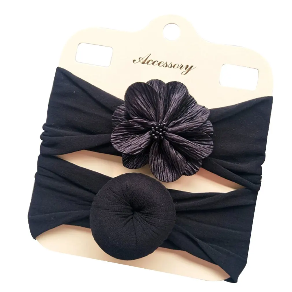 

Children's Hair Accessories Two-piece Match Core Flower Baby Hair Accessories Super Soft Nylon Donut Baby Hair Band