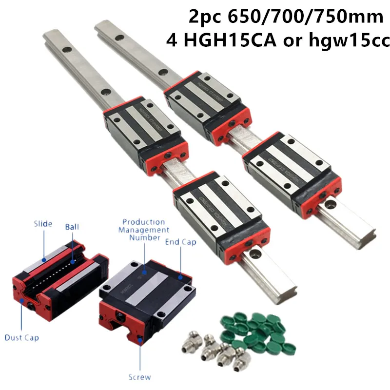 Дешевая цена HIWIN размер 650/700/750 мм HG15 HGR15 HGW15CC HGH15CA линейная направляющая для 3D-принтера и ЧПУ