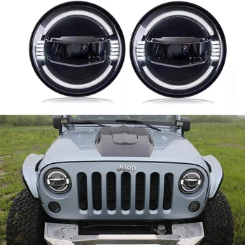 

7" Inch Led Headlight Daytime Light & Amber Turn Light Blue Light With Hi/Lo Beam for Jeep Wrangler JK TJ LJ CJ Unlimited Hummer