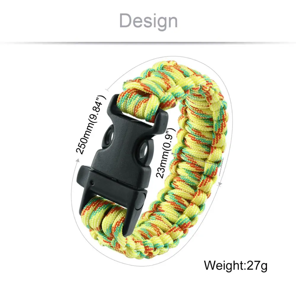 Мужской браслет Paracord, браслеты для отдыха на природе, веревка для выживания, свисток, пряжка, женские спортивные плетенные украшения SL35