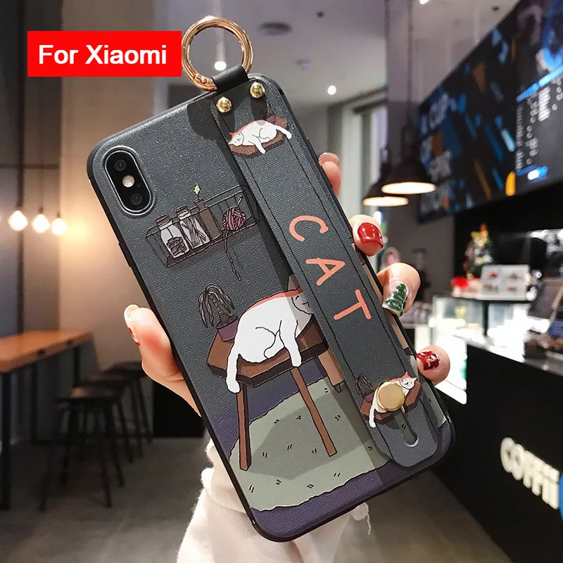 Милый чехол на запястье с кошкой для Redmi Note 8 Pro 5A 6 7Pro 6X 4X K20 Xiaomi 9 CC9 A3lite мягкий из ТПУ