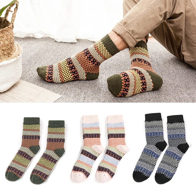 3 пары, модные зимние теплые мужские длинные носки, мужские носки с круглым вырезом, разноцветные мужские носки, мужские Компрессионные носки, забавные Chaussette Homme - Color: 3pair  Color 3