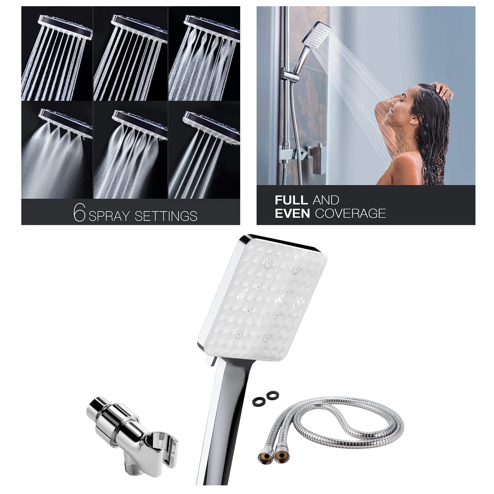 High Pressure Rainfall Shower Head/Handheld Shower, Height/Angle Adjustable,