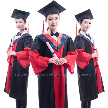 

Women College Students Graduation Ceremony Outfits Men Tutor Degree Master Doctoral Bachelor Uniforms Academic Dress Doctor Hat