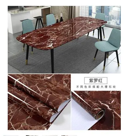Thickening Waterproof Marble Wallpaper Cabinet Desktop Countertop Furniture Renovation Sticker Kicking Line Self-adhesive - Цвет: 4