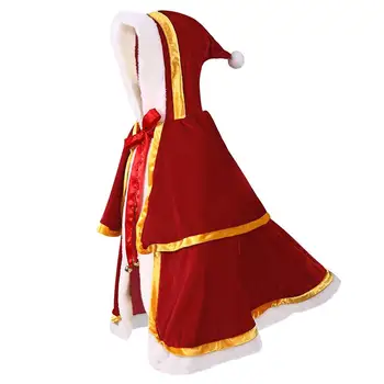

Christmas Cloak Comfortable Super Soft Hooded Cape Santa Claus Robe Christmas Costume for Ladies Woman Girls