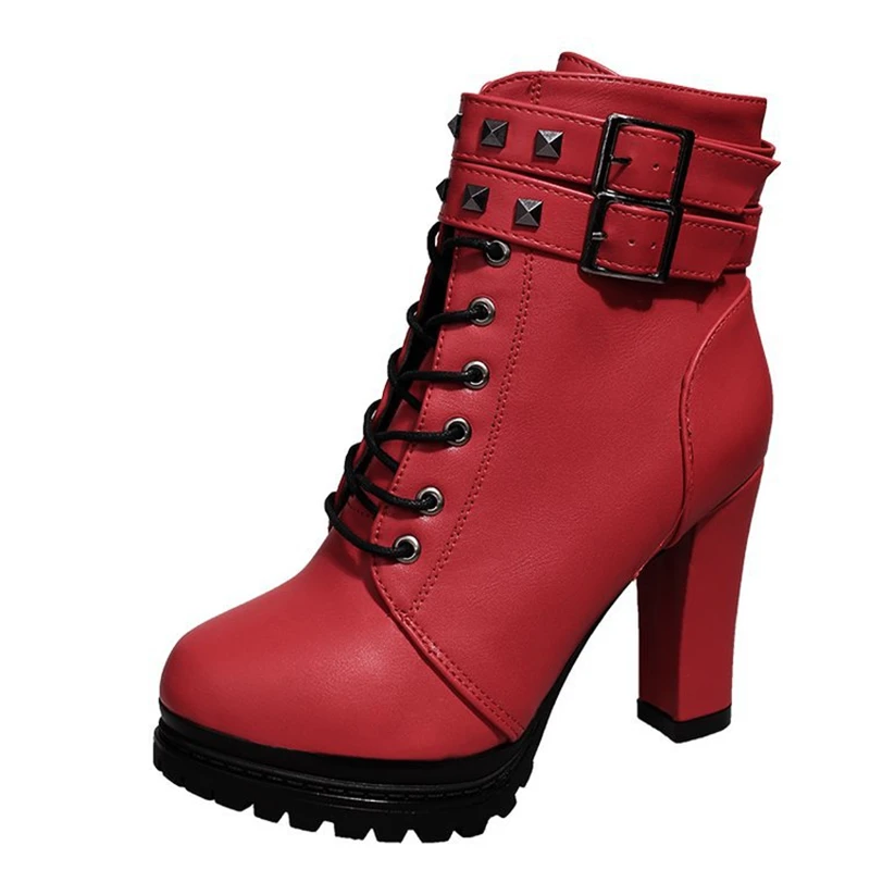 

2018 New Fashion Women Autumn Winter Ankle Sexy High Heel Shoes Woman Buckles Platform short r lady sexy gladiator boots