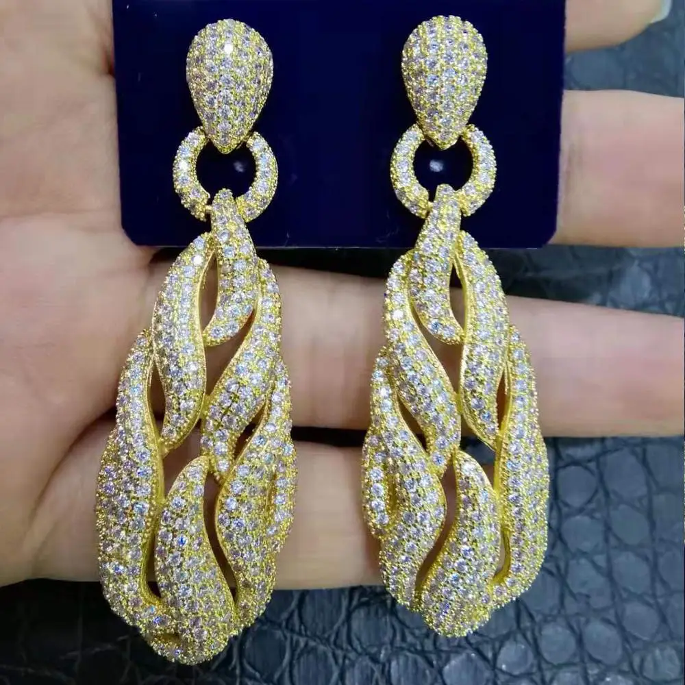 Gold GODKI, знаменитые Мики карамельные амулеты, модные женские сережки с кубическим цирконием, серьги-капли для женщин, аксессуары для свадебной вечеринки - Окраска металла: Gold