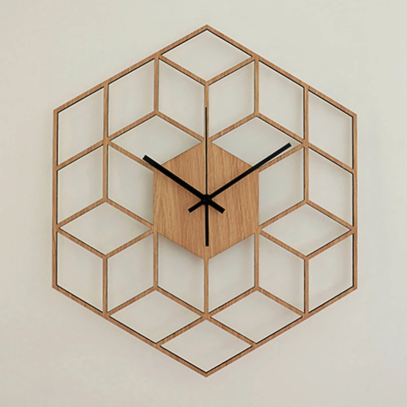 

Nordic Wooden Wall Clock Simple Modern Design Living Room Decoration 3D Stickers Wood Clocks Wall Watch Home Decor