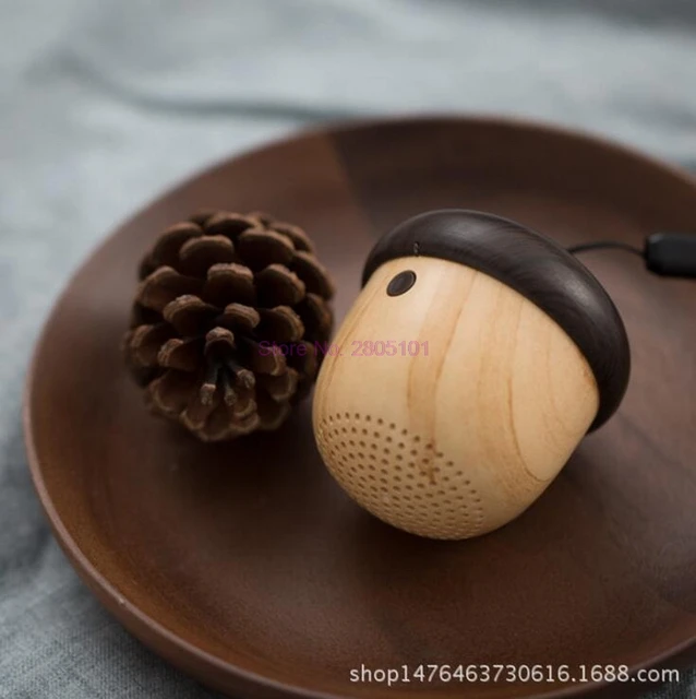 by dhl 50pcs Wireless Bluetooth Speaker with TF Card Reader Nut Shape Mini Speaker Cute Wooden Outdoor Sport Travel Speaker 4