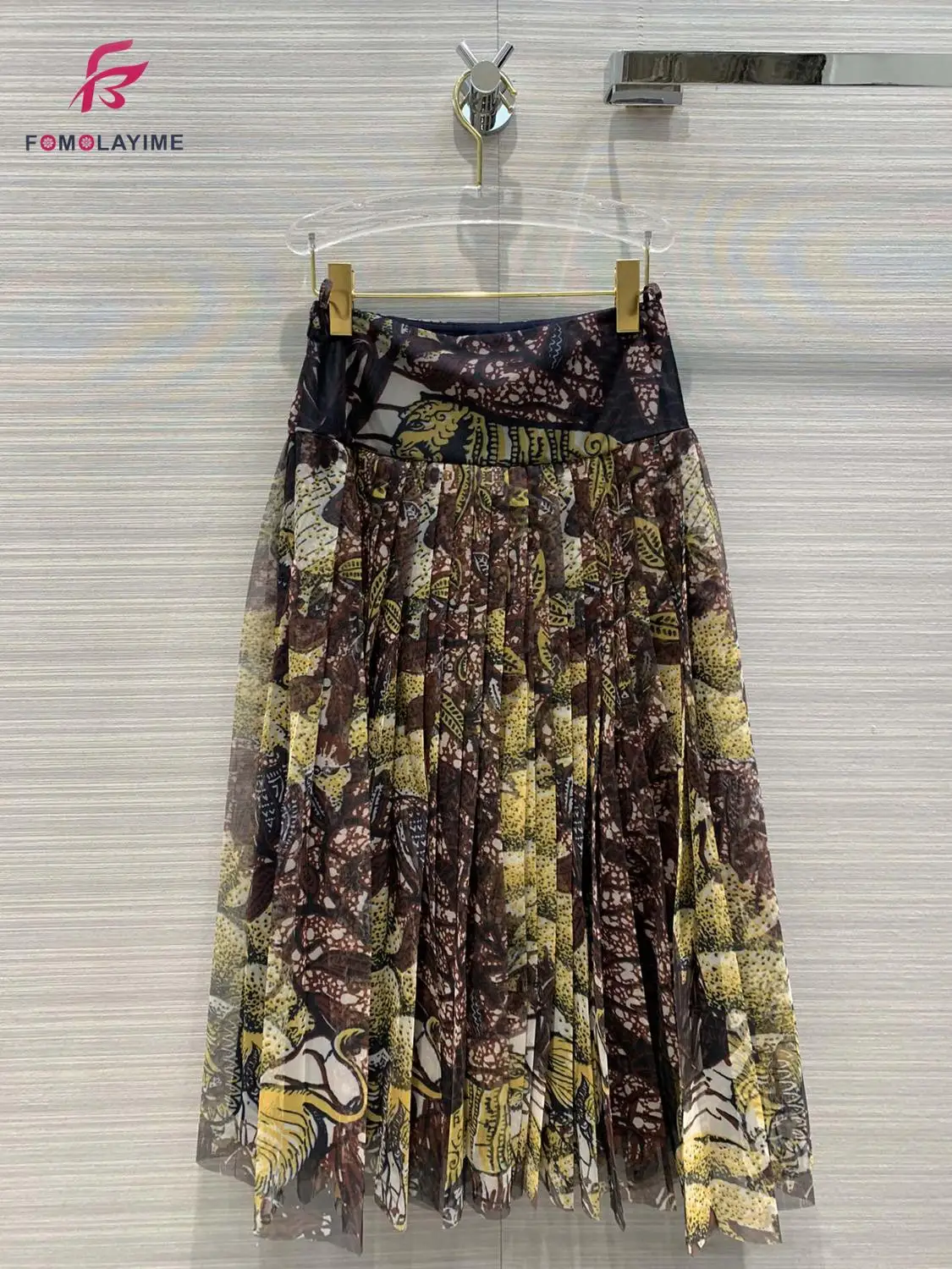 2020 летняя Высококачественная Женская юбка средней длины с принтом в виде